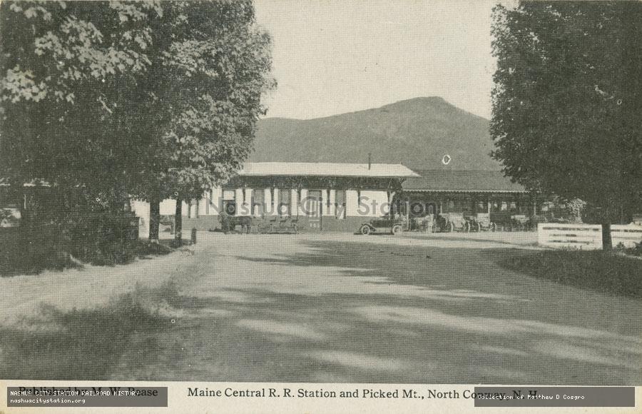 Postcard: Maine Central Railroad Station and Picked Mountain, North Conway, New Hampshire